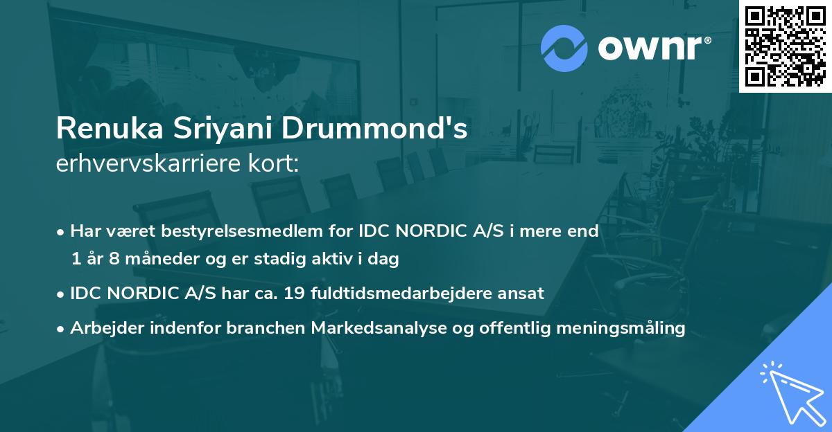Renuka Sriyani Drummond's erhvervskarriere kort