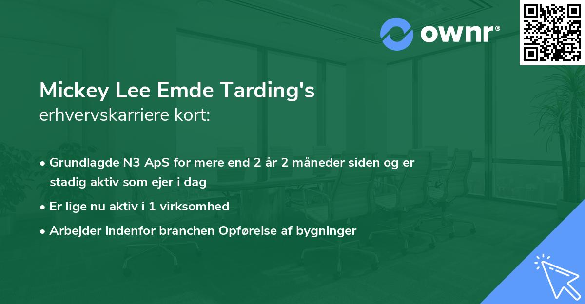 Mickey Lee Emde Tarding's erhvervskarriere kort