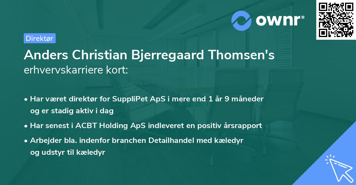 Anders Christian Bjerregaard Thomsen's erhvervskarriere kort