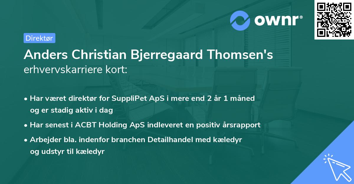 Anders Christian Bjerregaard Thomsen's erhvervskarriere kort