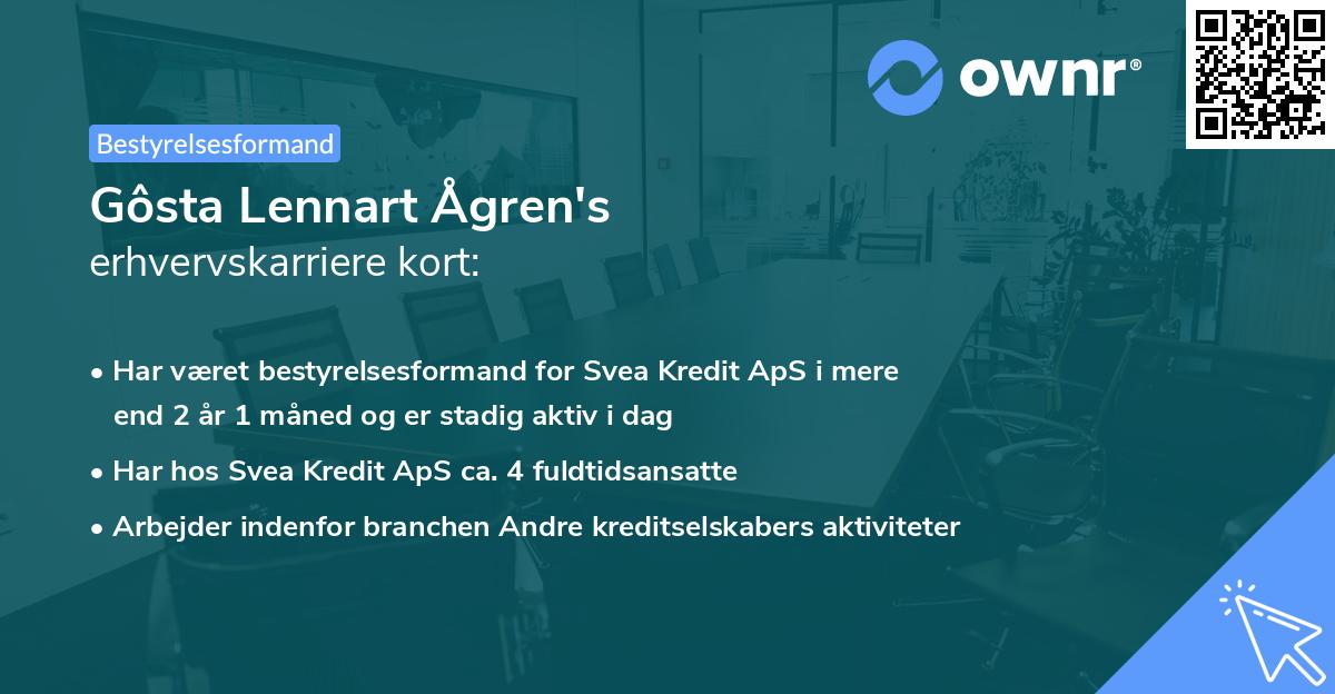 Gôsta Lennart Ågren's erhvervskarriere kort