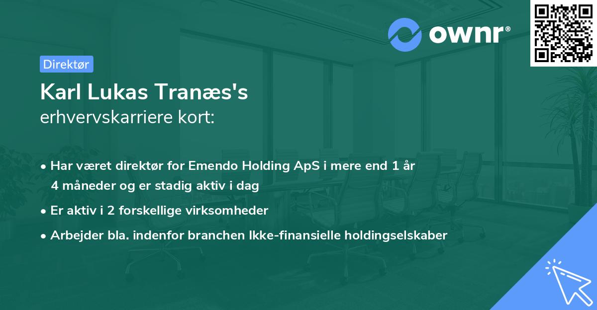 Karl Lukas Tranæs's erhvervskarriere kort