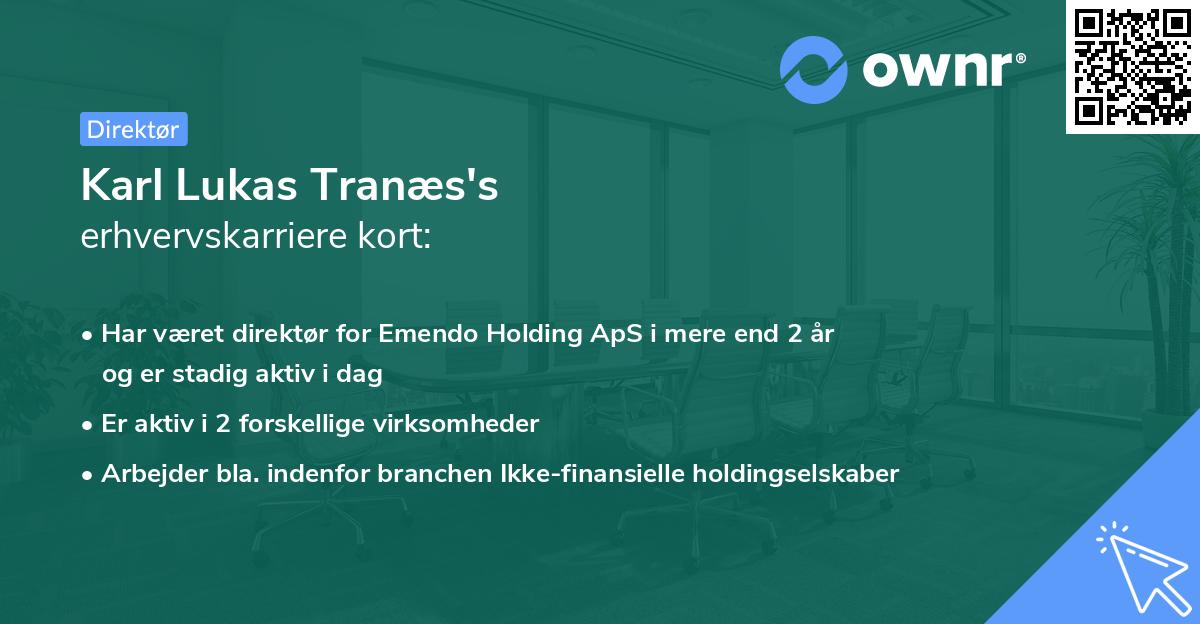 Karl Lukas Tranæs's erhvervskarriere kort