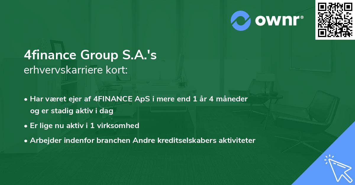 4finance Group S.A.'s erhvervskarriere kort