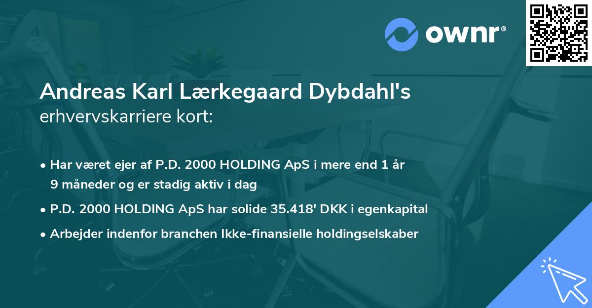 Andreas Karl Lærkegaard Dybdahl's erhvervskarriere kort