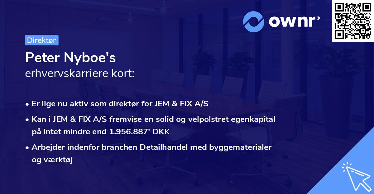 Peter Nyboe's erhvervskarriere kort