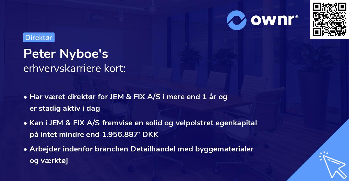 Peter Nyboe's erhvervskarriere kort