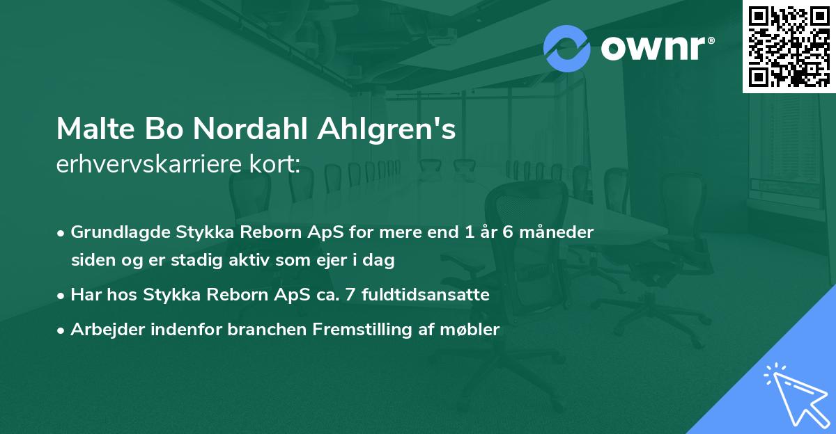 Malte Bo Nordahl Ahlgren's erhvervskarriere kort
