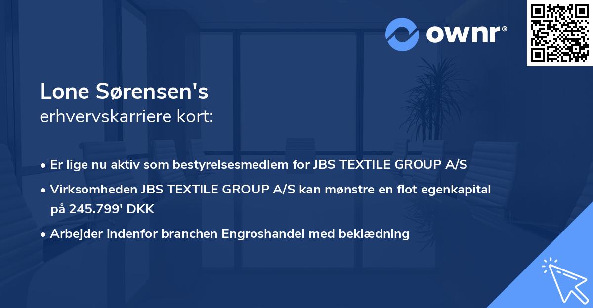 Lone Sørensen's erhvervskarriere kort