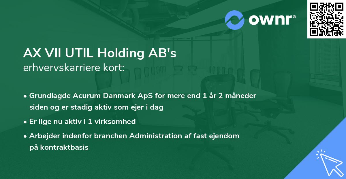 AX VII UTIL Holding AB's erhvervskarriere kort