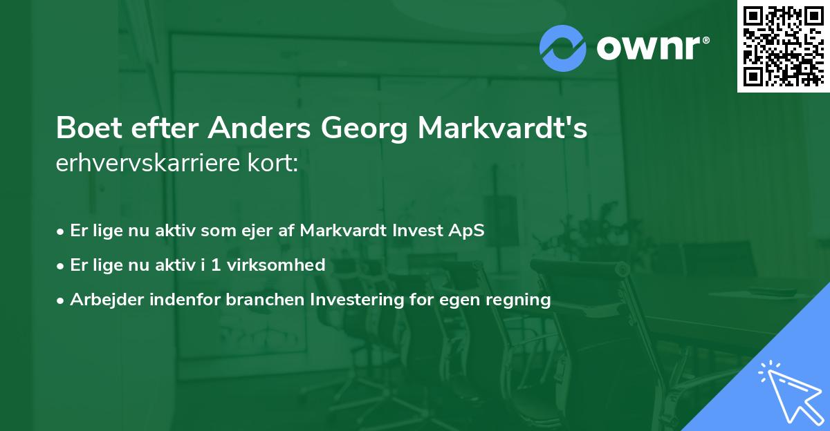 Boet efter Anders Georg Markvardt's erhvervskarriere kort