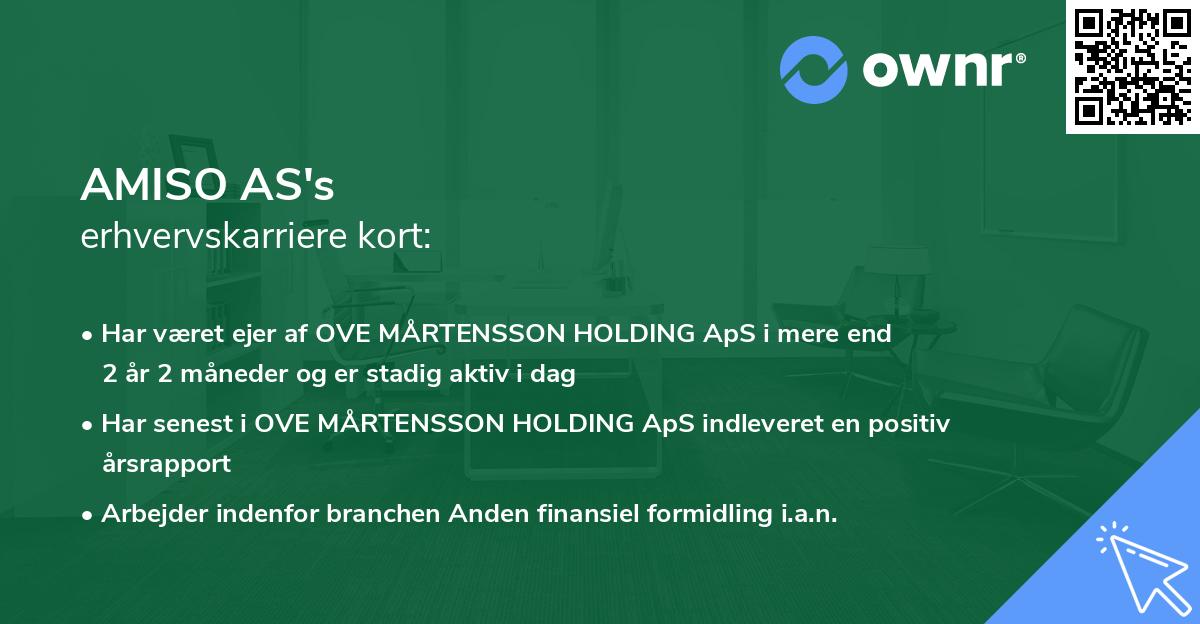 AMISO AS's erhvervskarriere kort