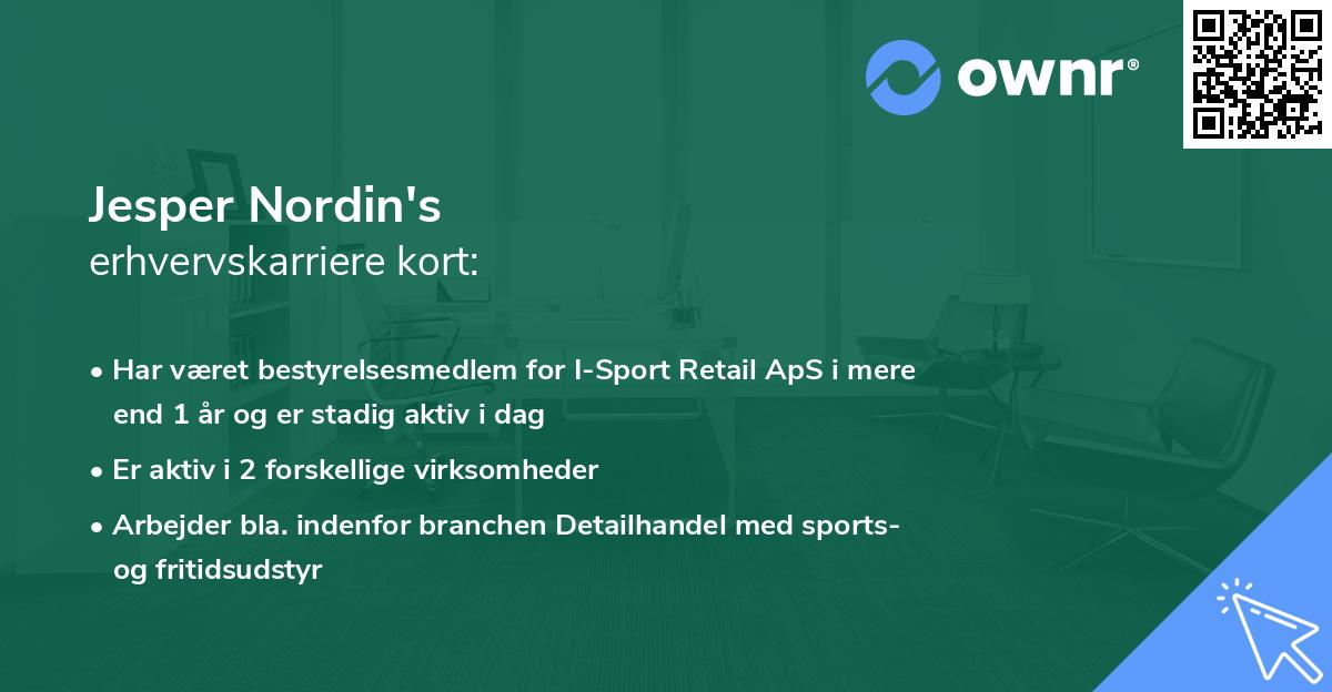Jesper Nordin's erhvervskarriere kort