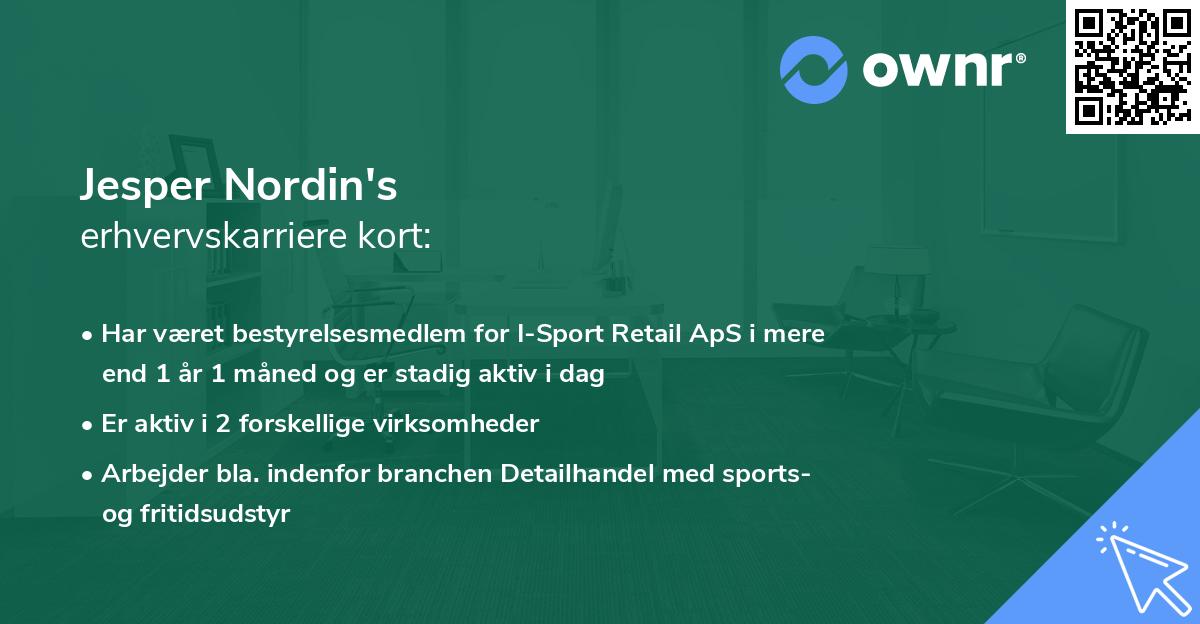 Jesper Nordin's erhvervskarriere kort