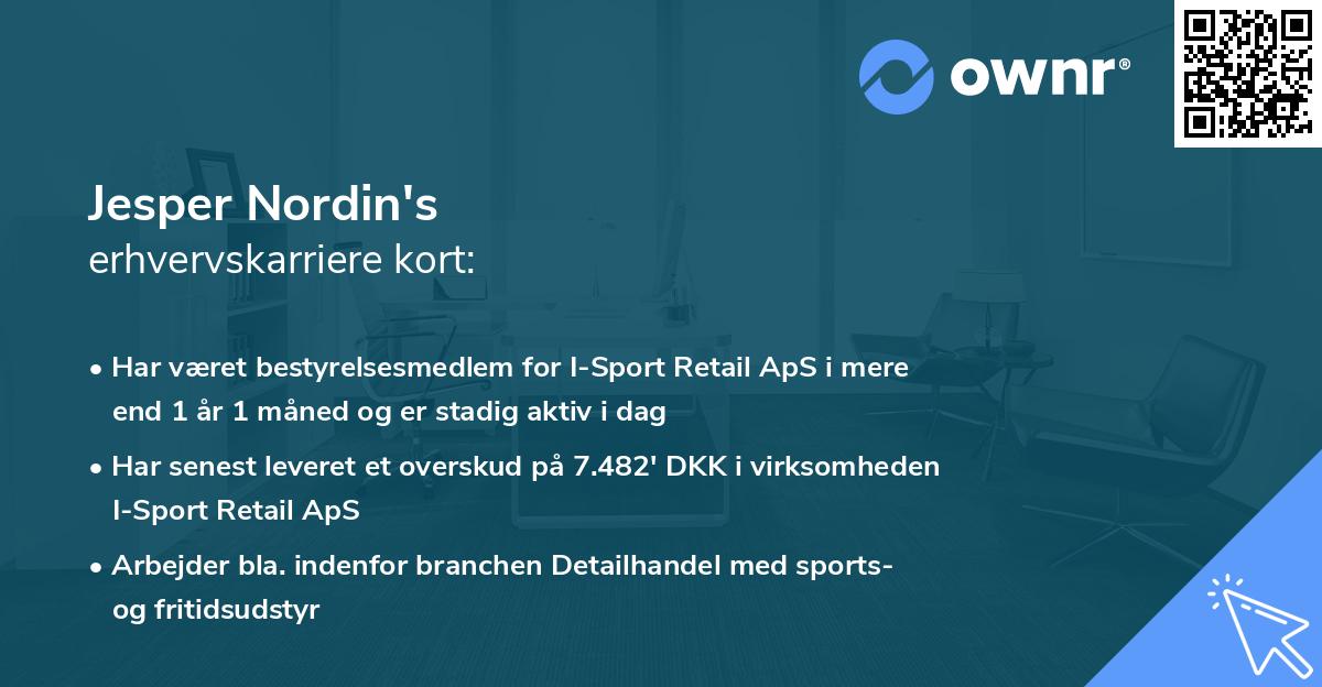 Jesper Nordin's erhvervskarriere kort