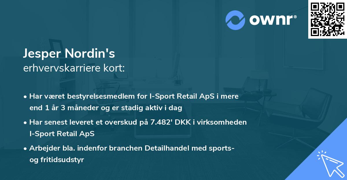 Jesper Nordin's erhvervskarriere kort