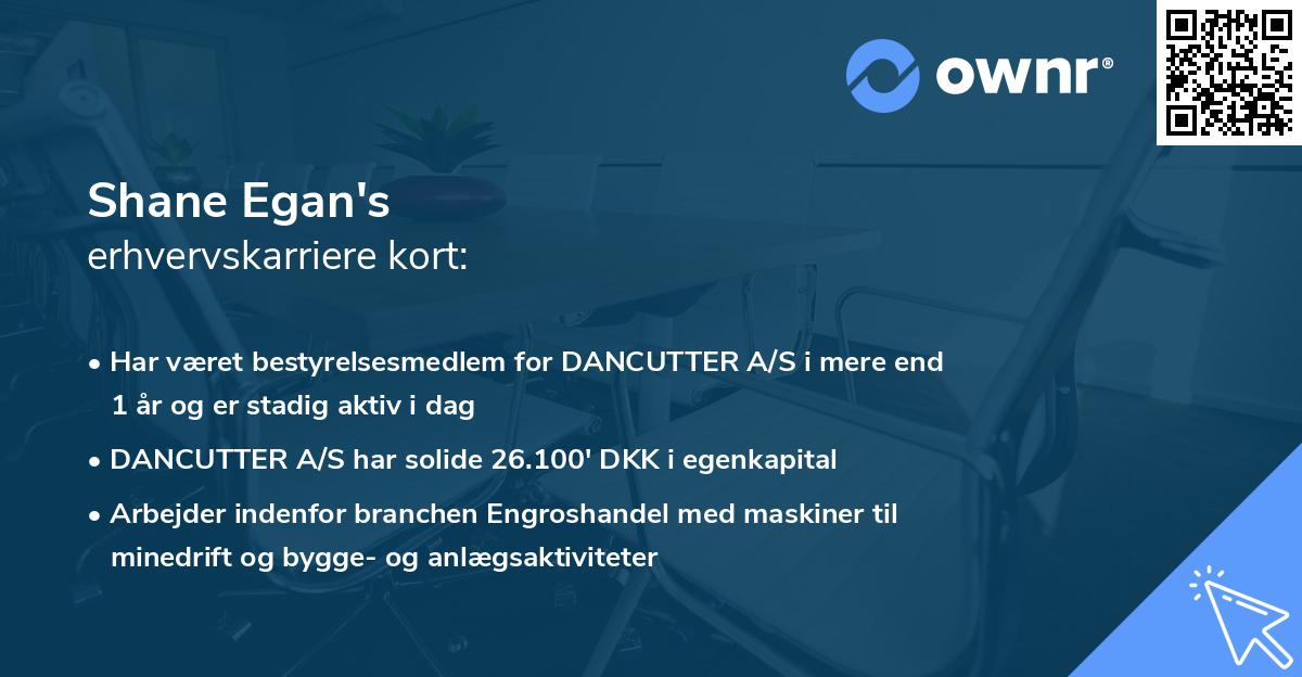 Shane Egan's erhvervskarriere kort