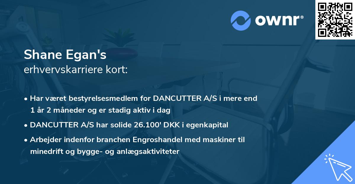 Shane Egan's erhvervskarriere kort
