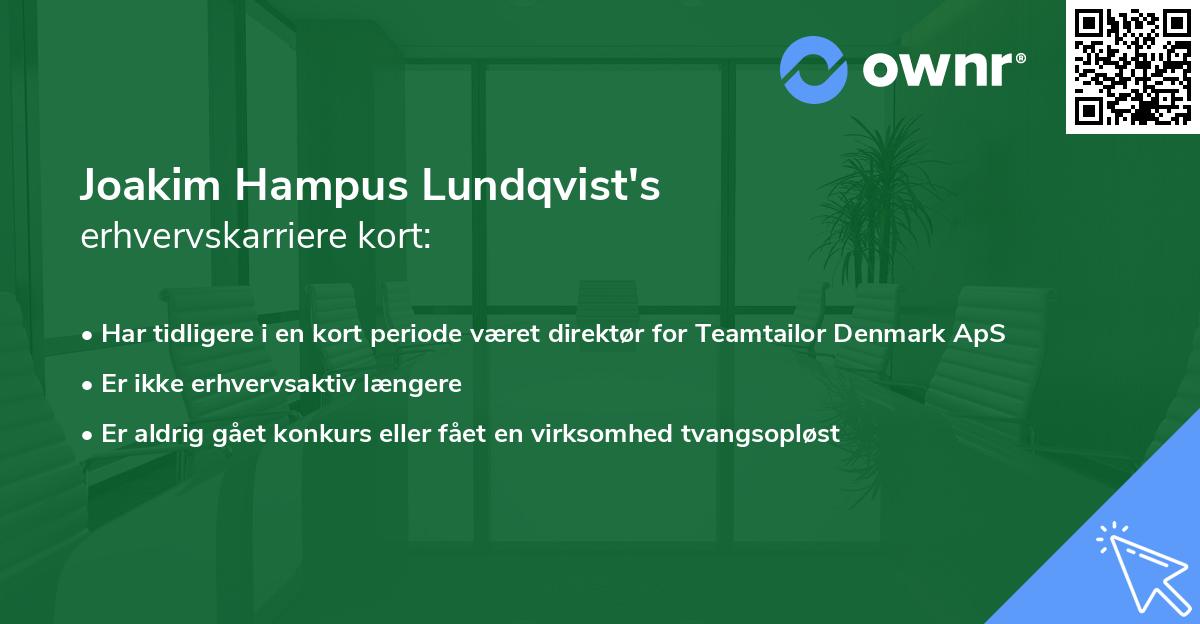 Joakim Hampus Lundqvist's erhvervskarriere kort