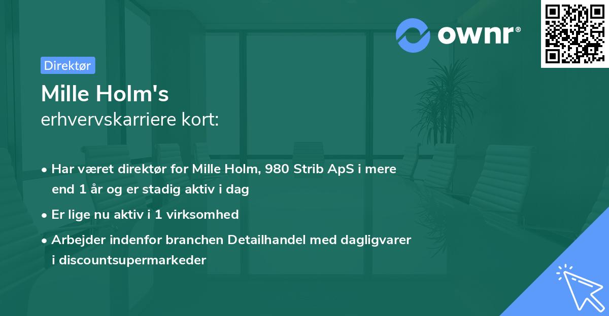 Mille Holm's erhvervskarriere kort