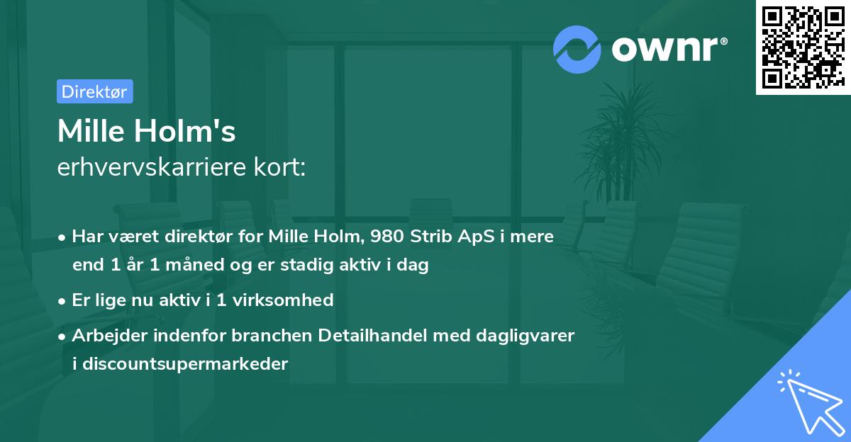 Mille Holm's erhvervskarriere kort