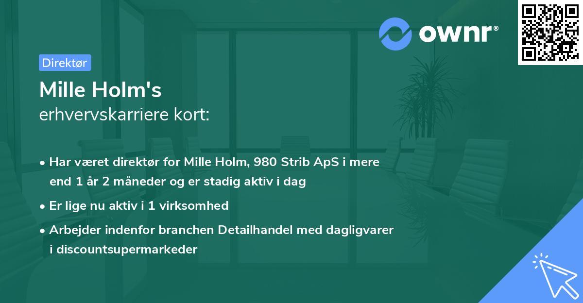 Mille Holm's erhvervskarriere kort