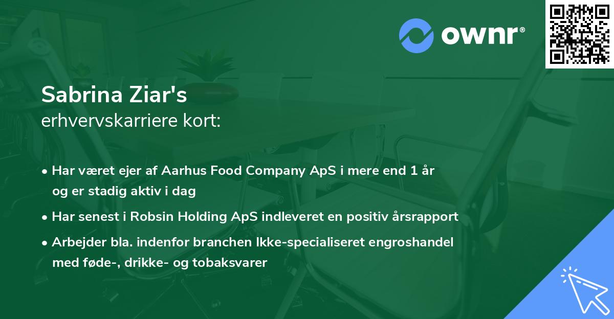 Sabrina Ziar's erhvervskarriere kort