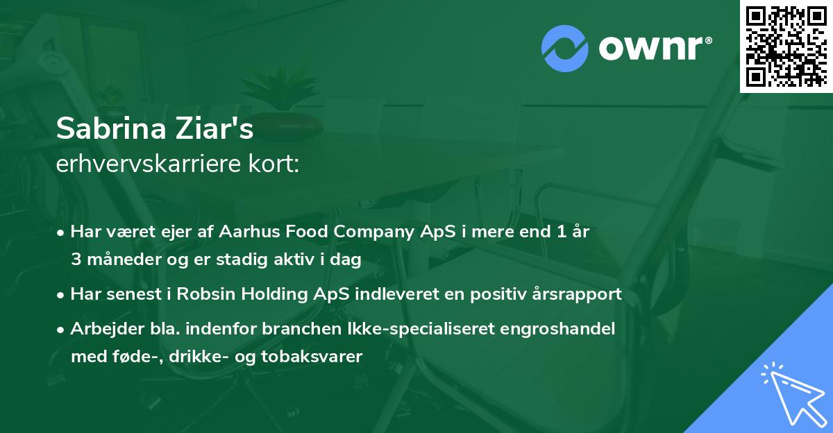 Sabrina Ziar's erhvervskarriere kort