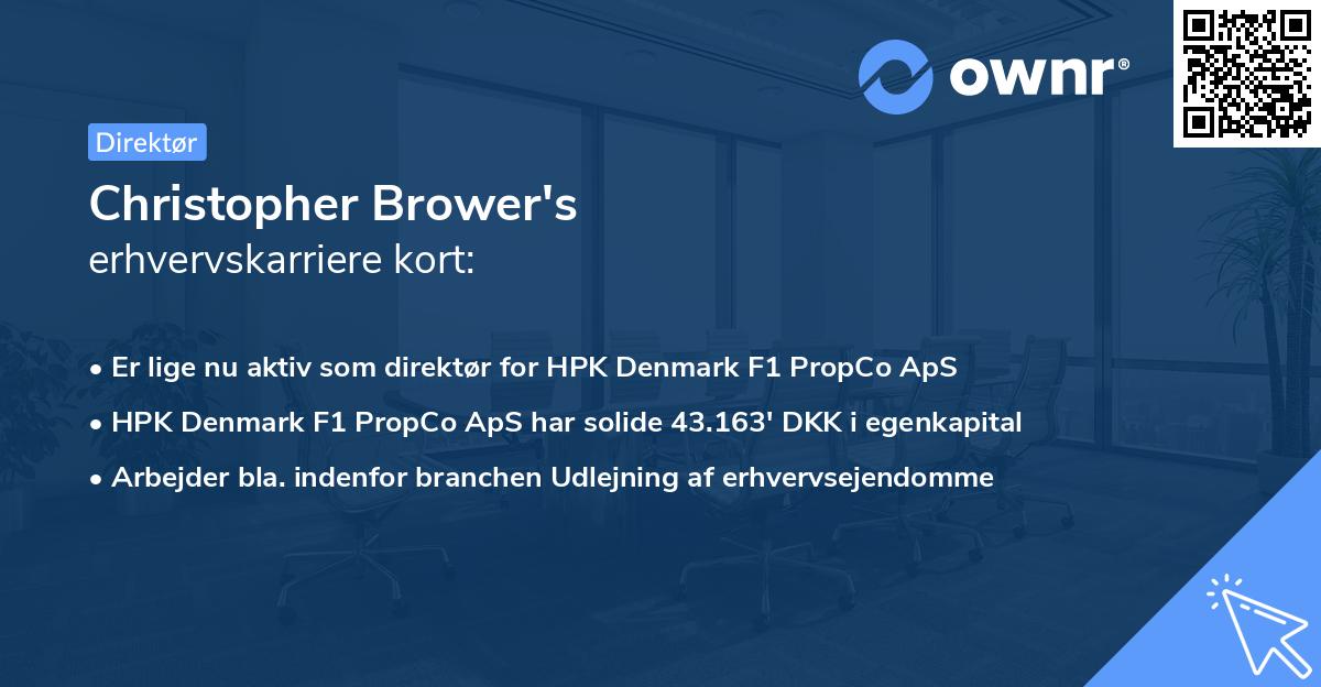 Christopher Brower's erhvervskarriere kort