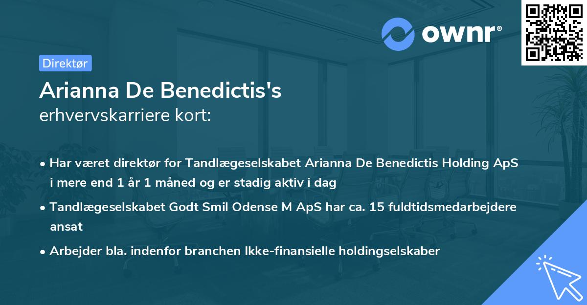 Arianna De Benedictis's erhvervskarriere kort