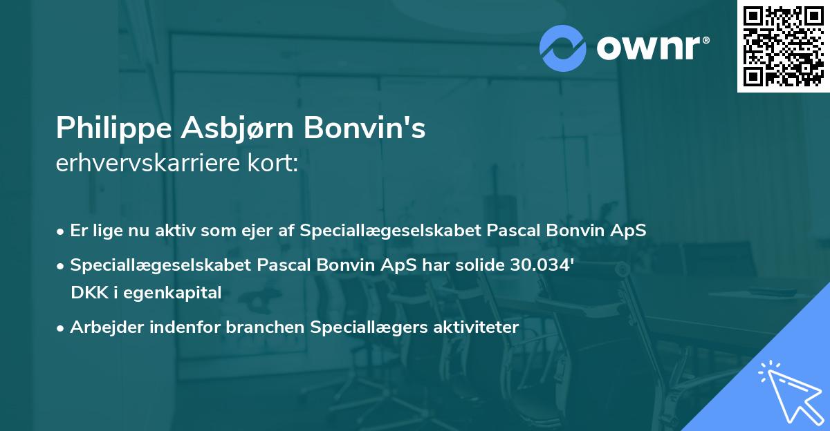 Philippe Asbjørn Bonvin's erhvervskarriere kort