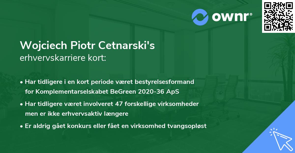 Wojciech Piotr Cetnarski's erhvervskarriere kort