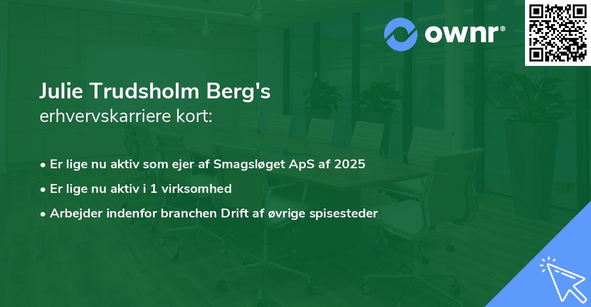 Julie Trudsholm Berg's erhvervskarriere kort