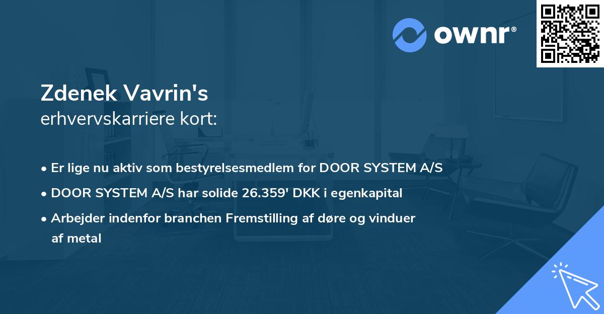 Zdenek Vavrin's erhvervskarriere kort