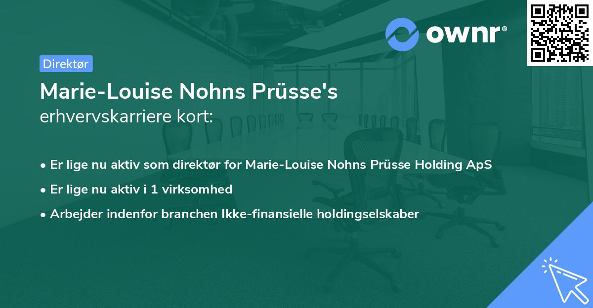 Marie-Louise Nohns Prüsse's erhvervskarriere kort
