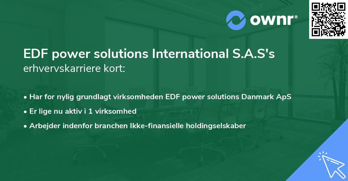 EDF power solutions International S.A.S's erhvervskarriere kort