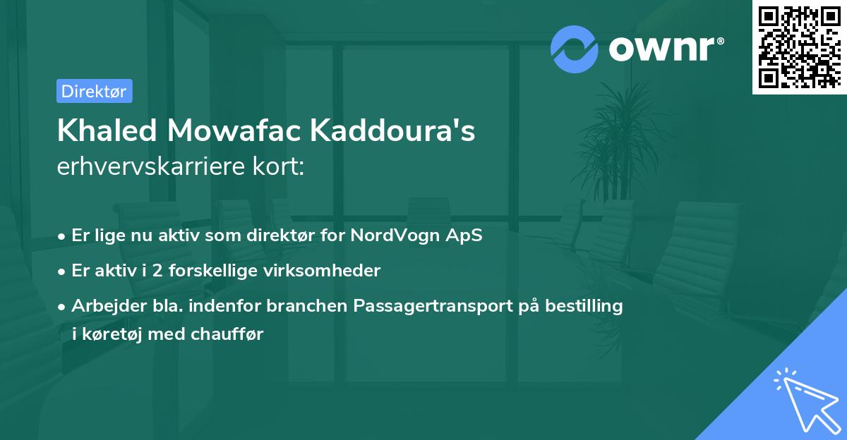 Khaled Mowafac Kaddoura's erhvervskarriere kort