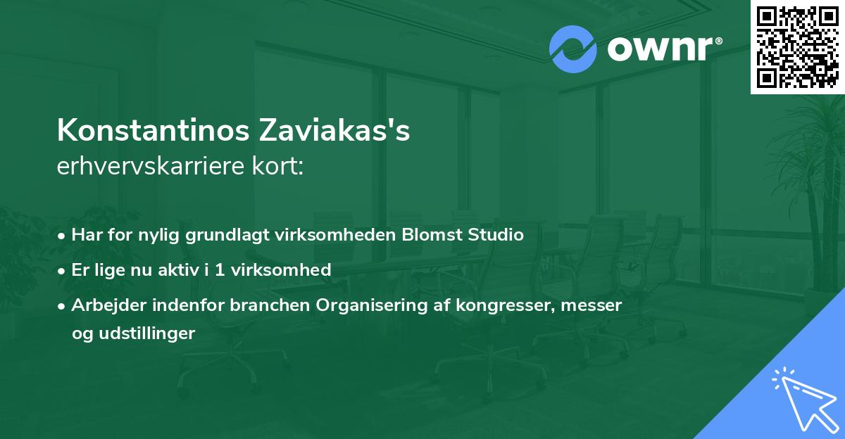 Konstantinos Zaviakas's erhvervskarriere kort