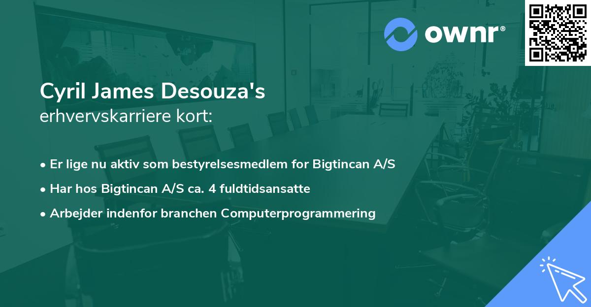 Cyril James Desouza's erhvervskarriere kort