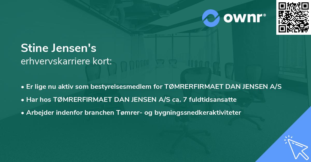 Stine Jensen's erhvervskarriere kort