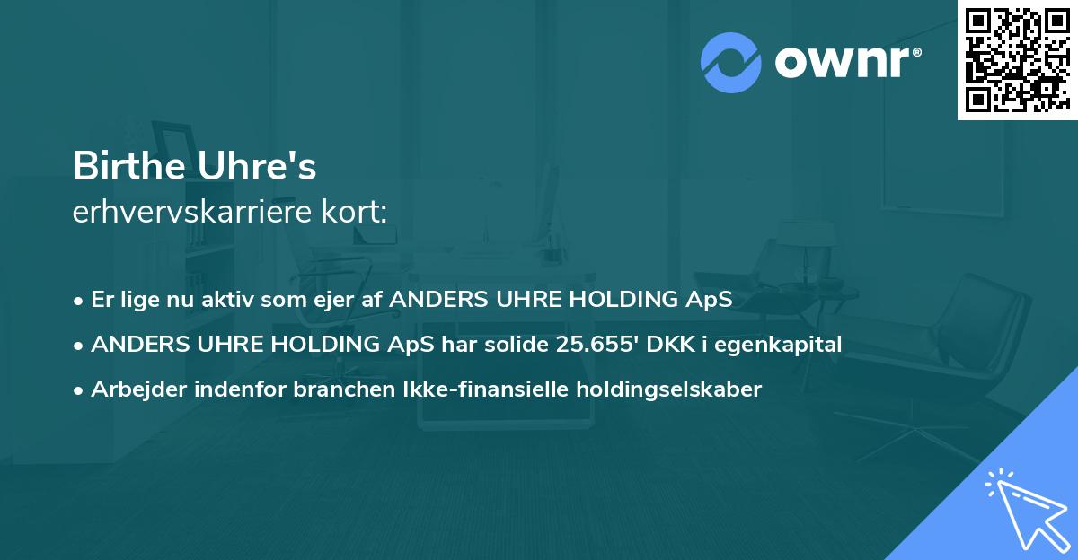 Birthe Uhre's erhvervskarriere kort