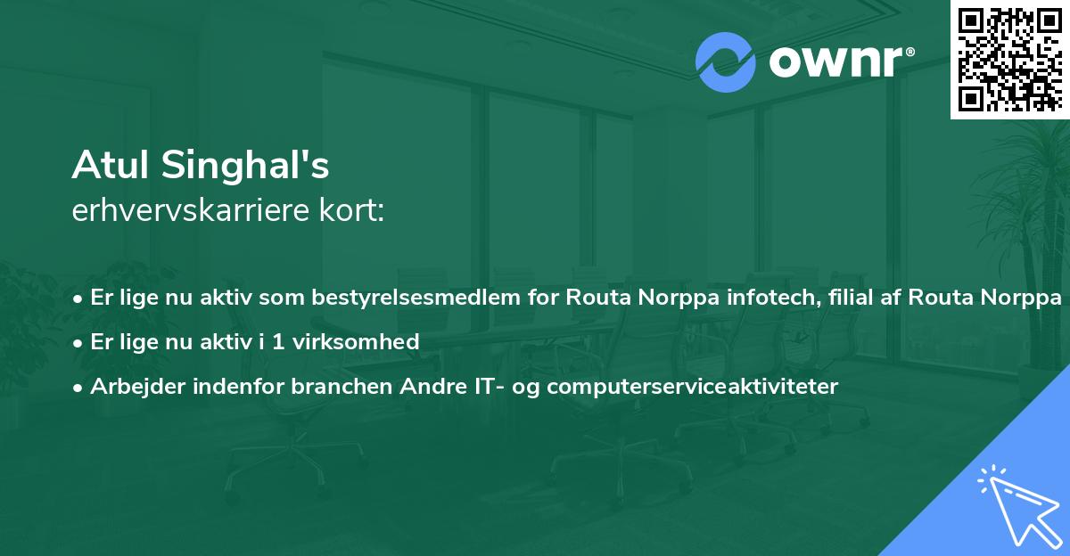 Atul Singhal's erhvervskarriere kort