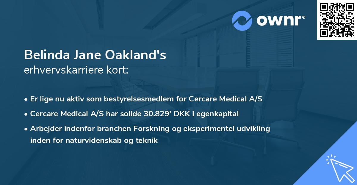 Belinda Jane Oakland's erhvervskarriere kort