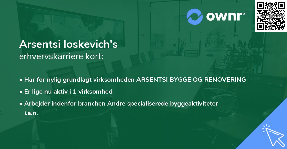 Arsentsi Ioskevich's erhvervskarriere kort