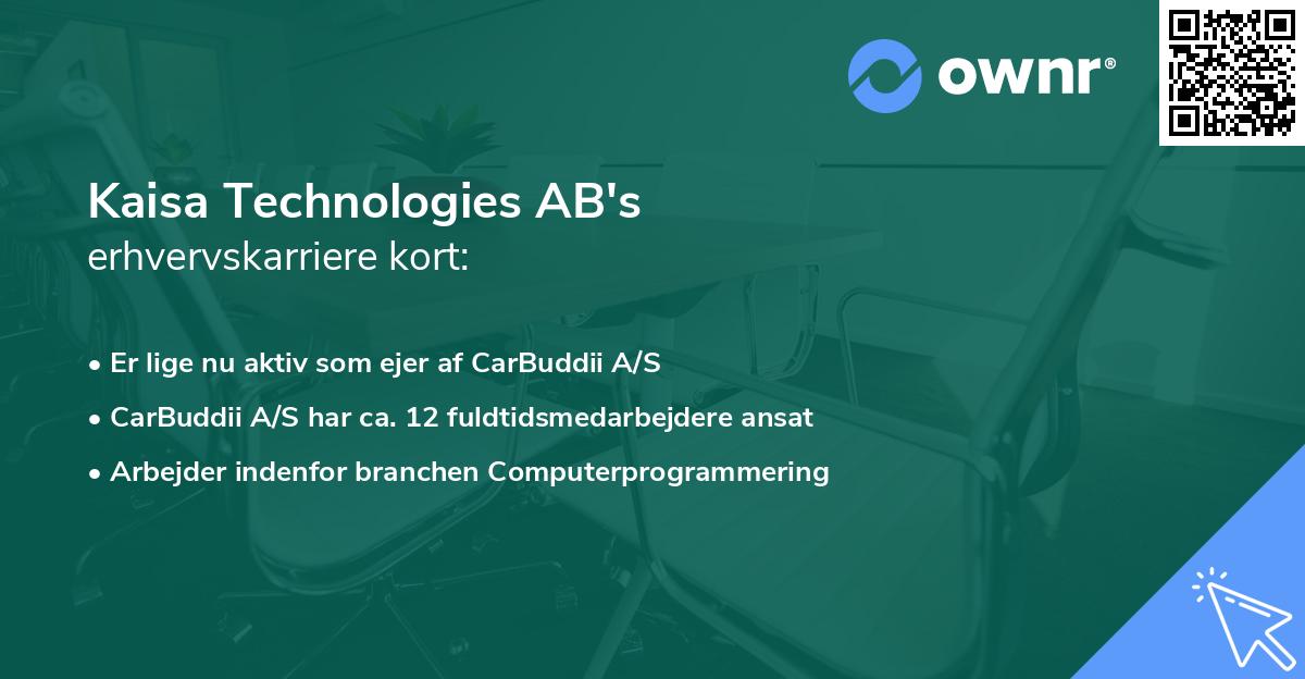 Kaisa Technologies AB's erhvervskarriere kort