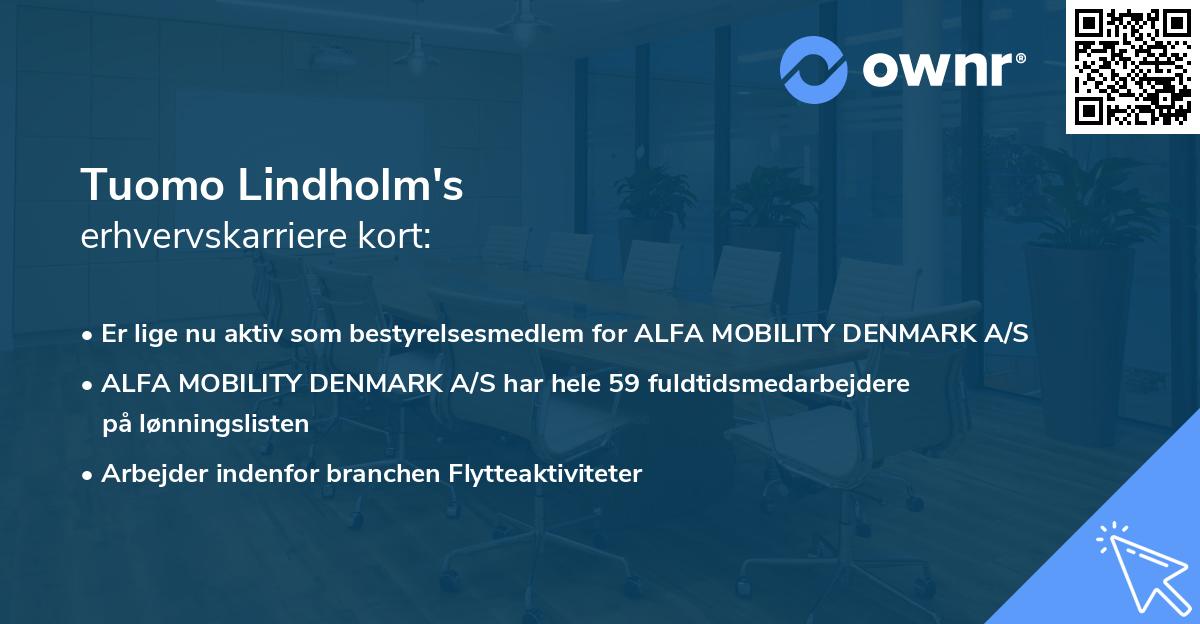 Tuomo Lindholm's erhvervskarriere kort