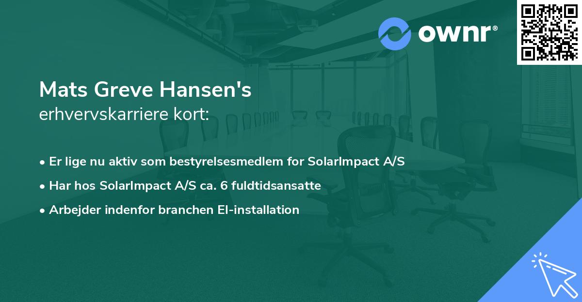 Mats Greve Hansen's erhvervskarriere kort
