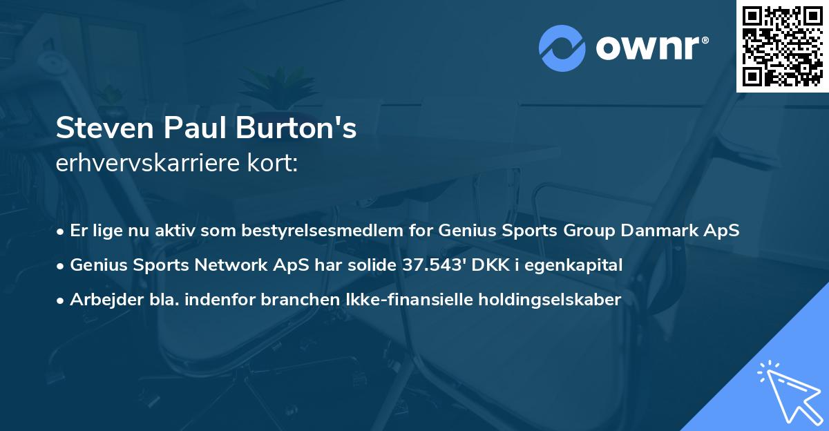 Steven Paul Burton's erhvervskarriere kort