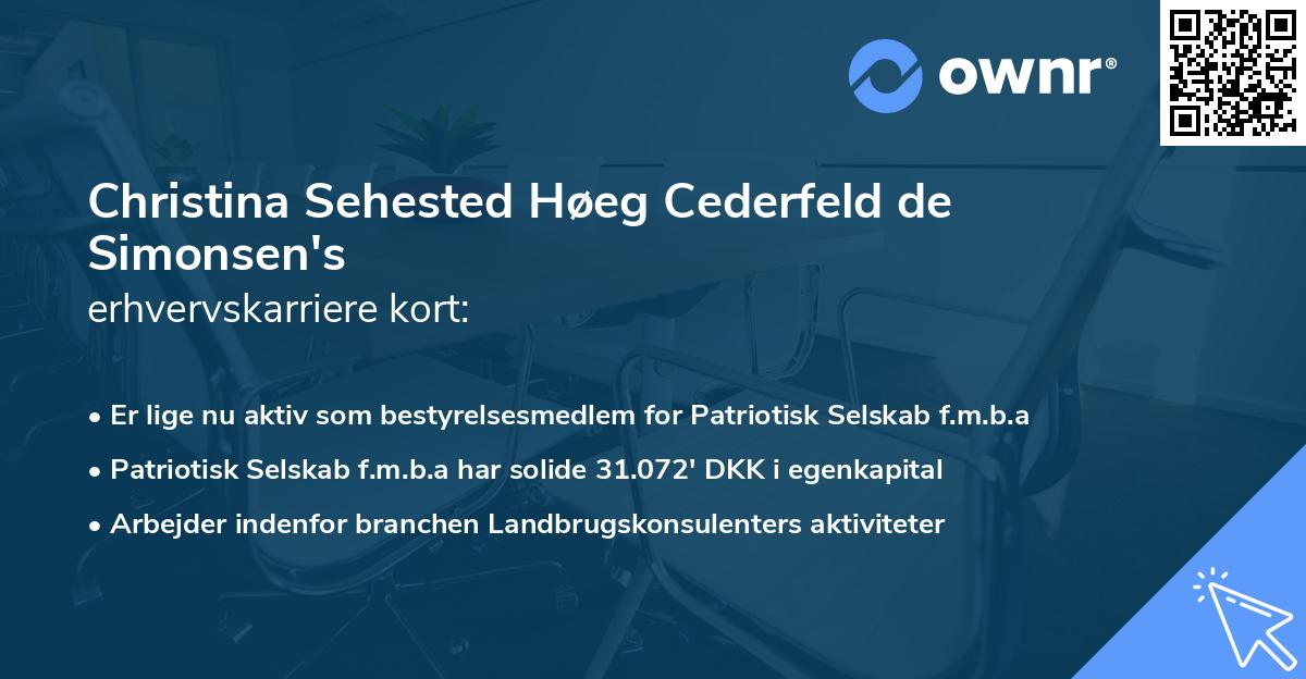 Christina Sehested Høeg Cederfeld de Simonsen's erhvervskarriere kort