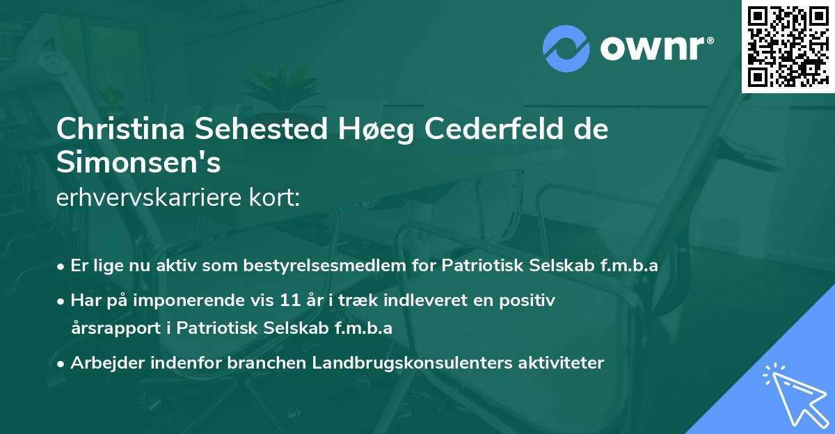 Christina Sehested Høeg Cederfeld de Simonsen's erhvervskarriere kort
